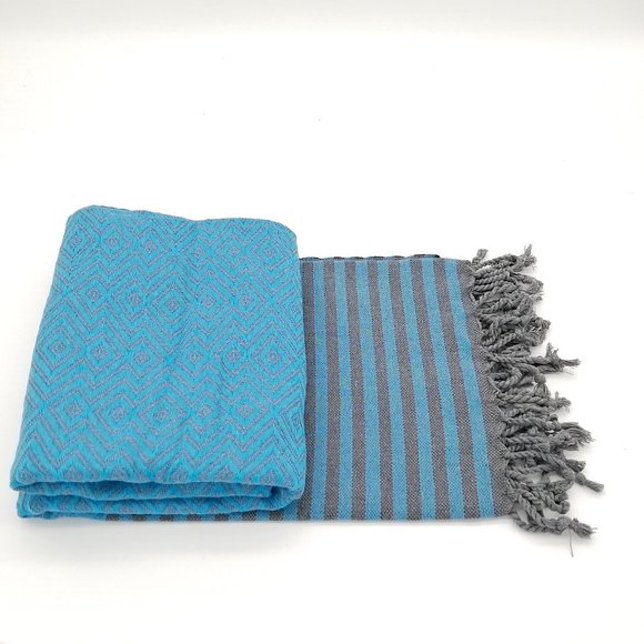 Bath Turkish Towel / Pool Beach Multipurpose Peshtemal Blue - Picture 4 of 9
